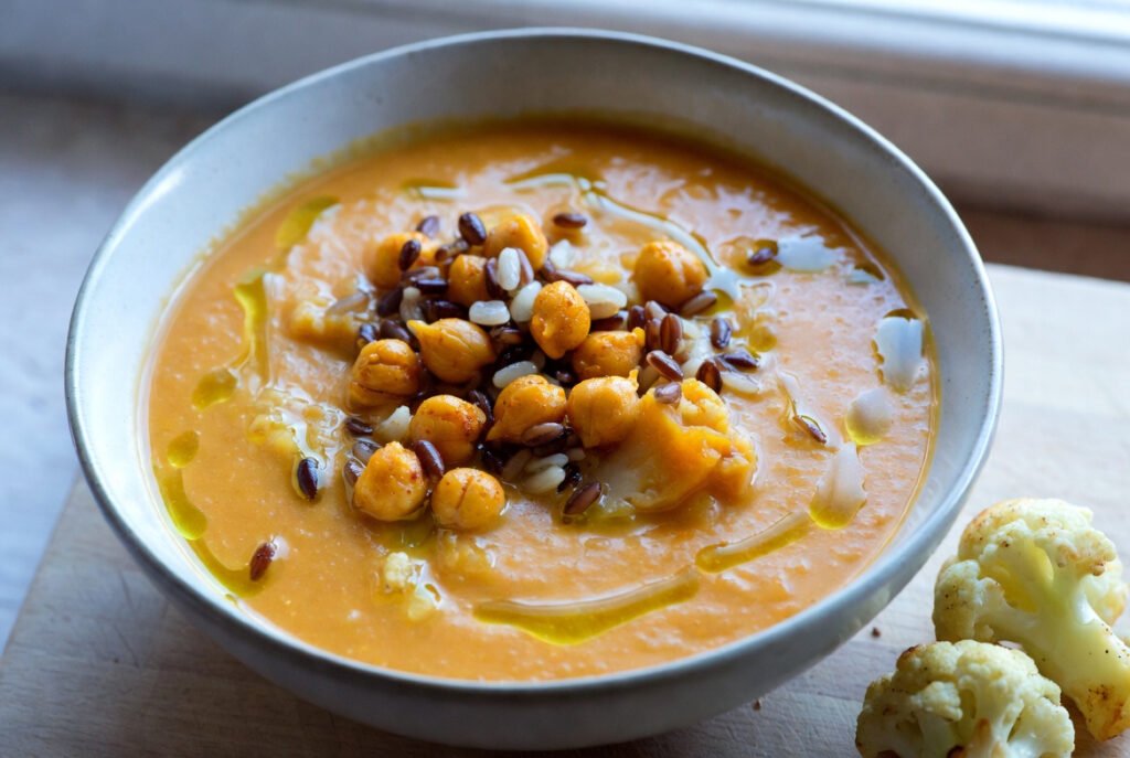 Vellutata zucca cavolfiore riso e ceci