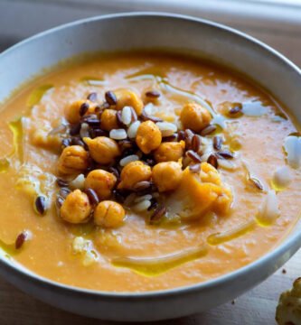 Vellutata zucca cavolfiore riso e ceci